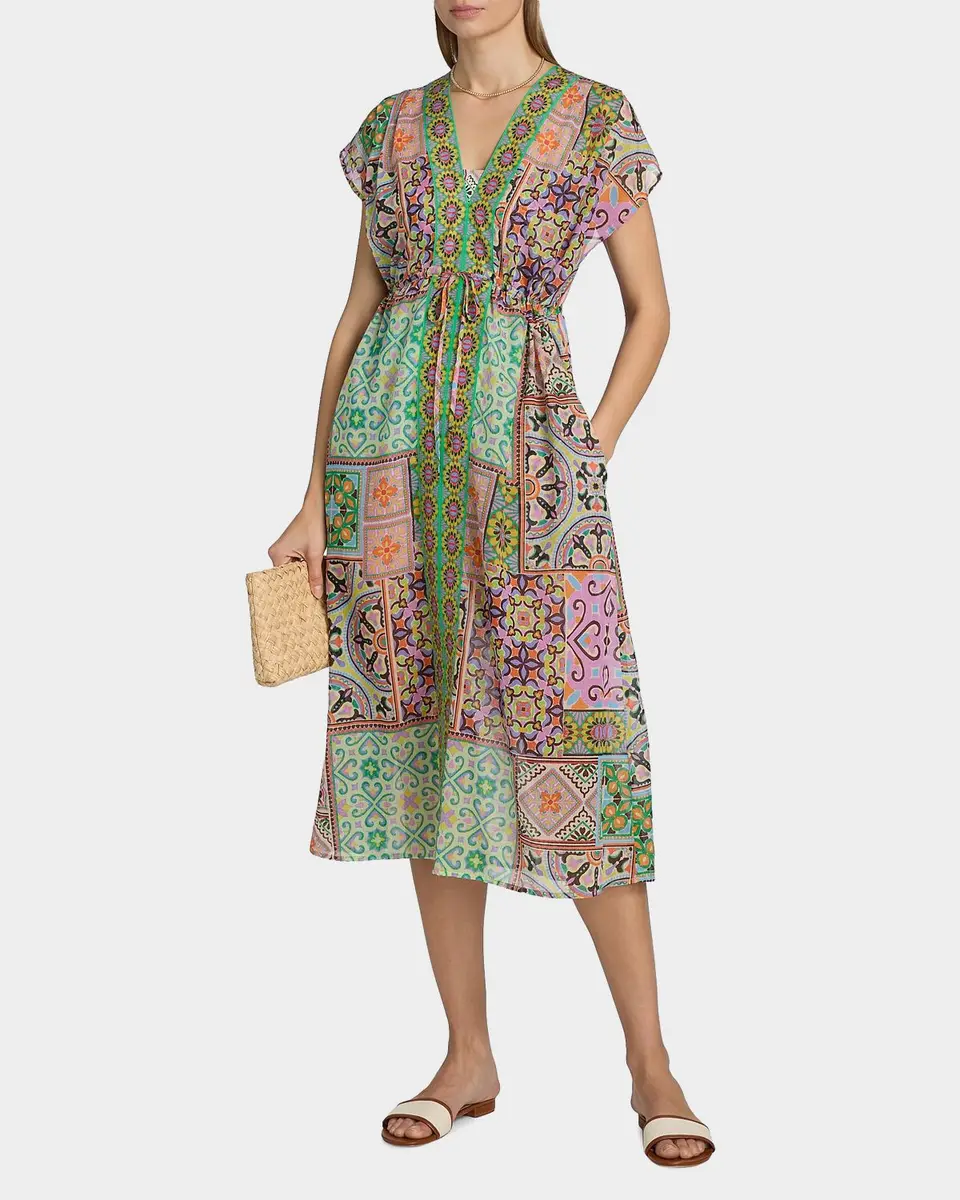 Johnny Was Lanthe Print V-Neck Caftan Dress | Thumbnail 2