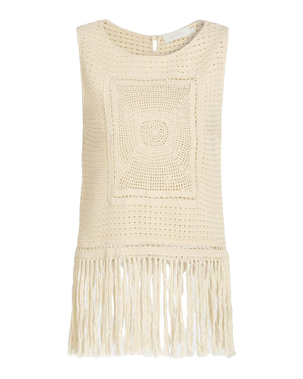 Indra Crochet Cotton Fringe Tank