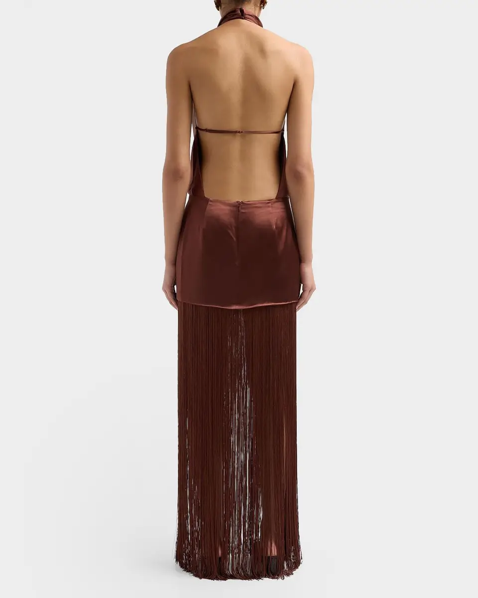 Retrofête Cyrelle Cowl Fringe Maxi Dress | Thumbnail 3 Retrofête Cyrelle Cowl Fringe Maxi Dress | Thumbnail 3