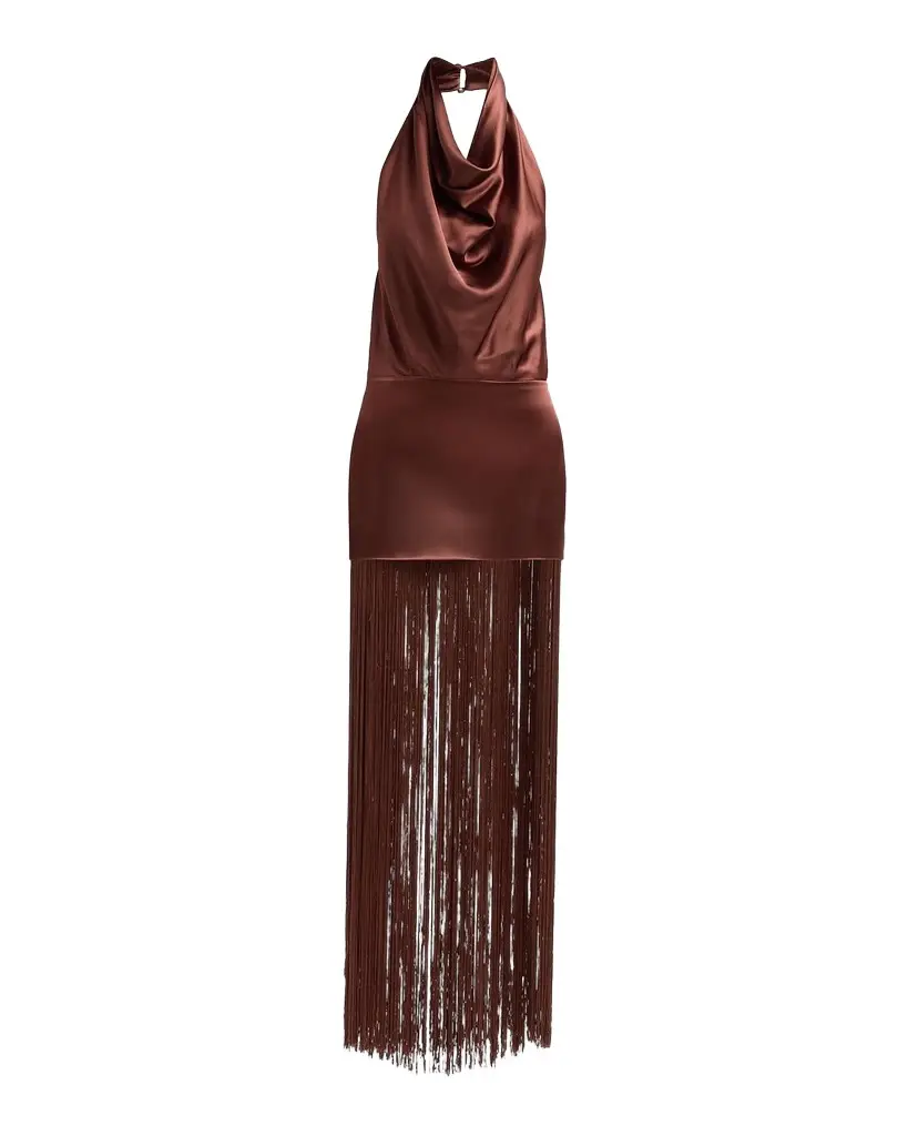 Retrofête Cyrelle Cowl Fringe Maxi Dress | Image 1 Retrofête Cyrelle Cowl Fringe Maxi Dress | Image 1