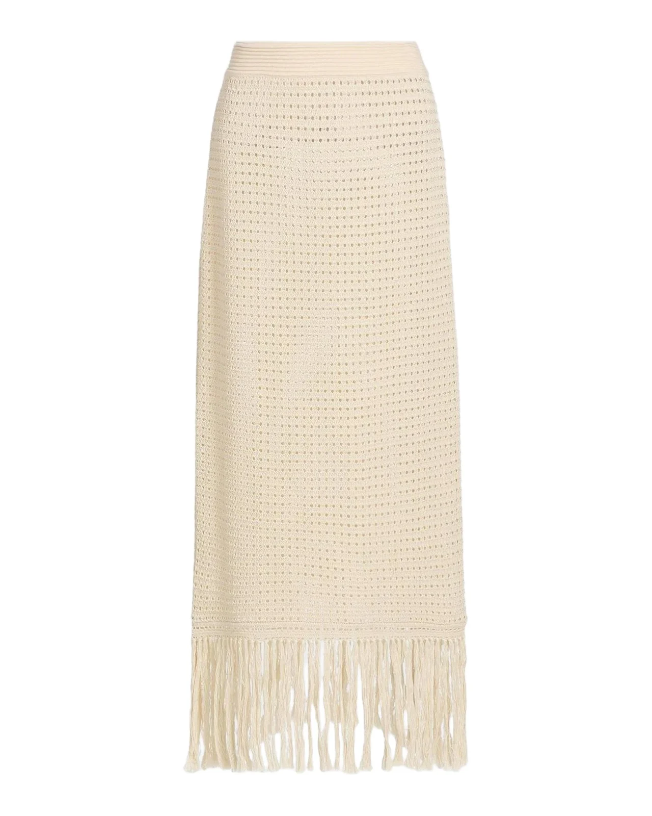 Indra Crochet Cotton Fringe Midi Skirt Indra Crochet Cotton Fringe Midi Skirt