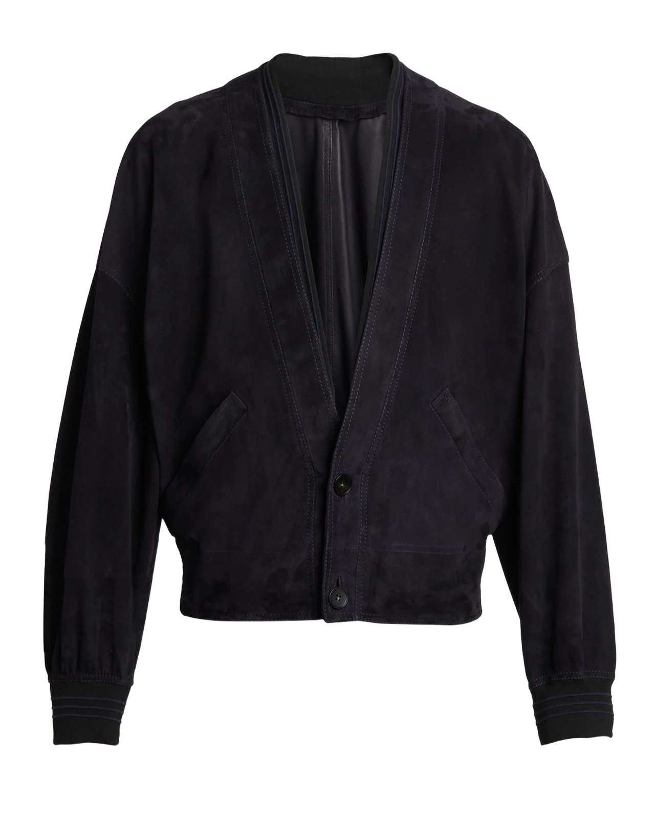 Men's V-Neck Leather Blouson Men's V-Neck Leather Blouson
