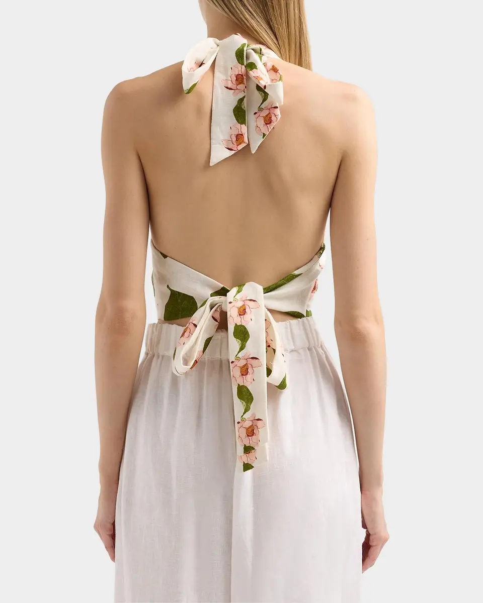 Cara Cara Dahlia Floral Halter Top | Thumbnail 4 Cara Cara Dahlia Floral Halter Top | Thumbnail 4