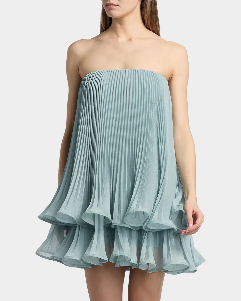 Amur Dalia Pleated Strapless Babydoll Mini Dress | Thumbnail 4 Amur Dalia Pleated Strapless Babydoll Mini Dress | Thumbnail 4