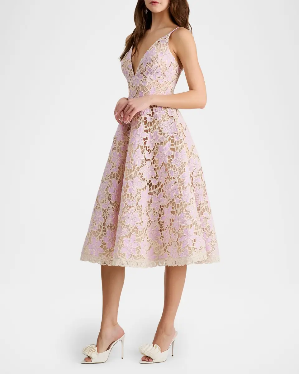HELSI Amelia Plunging Floral Lace Midi Dress | Thumbnail 4 HELSI Amelia Plunging Floral Lace Midi Dress | Thumbnail 4