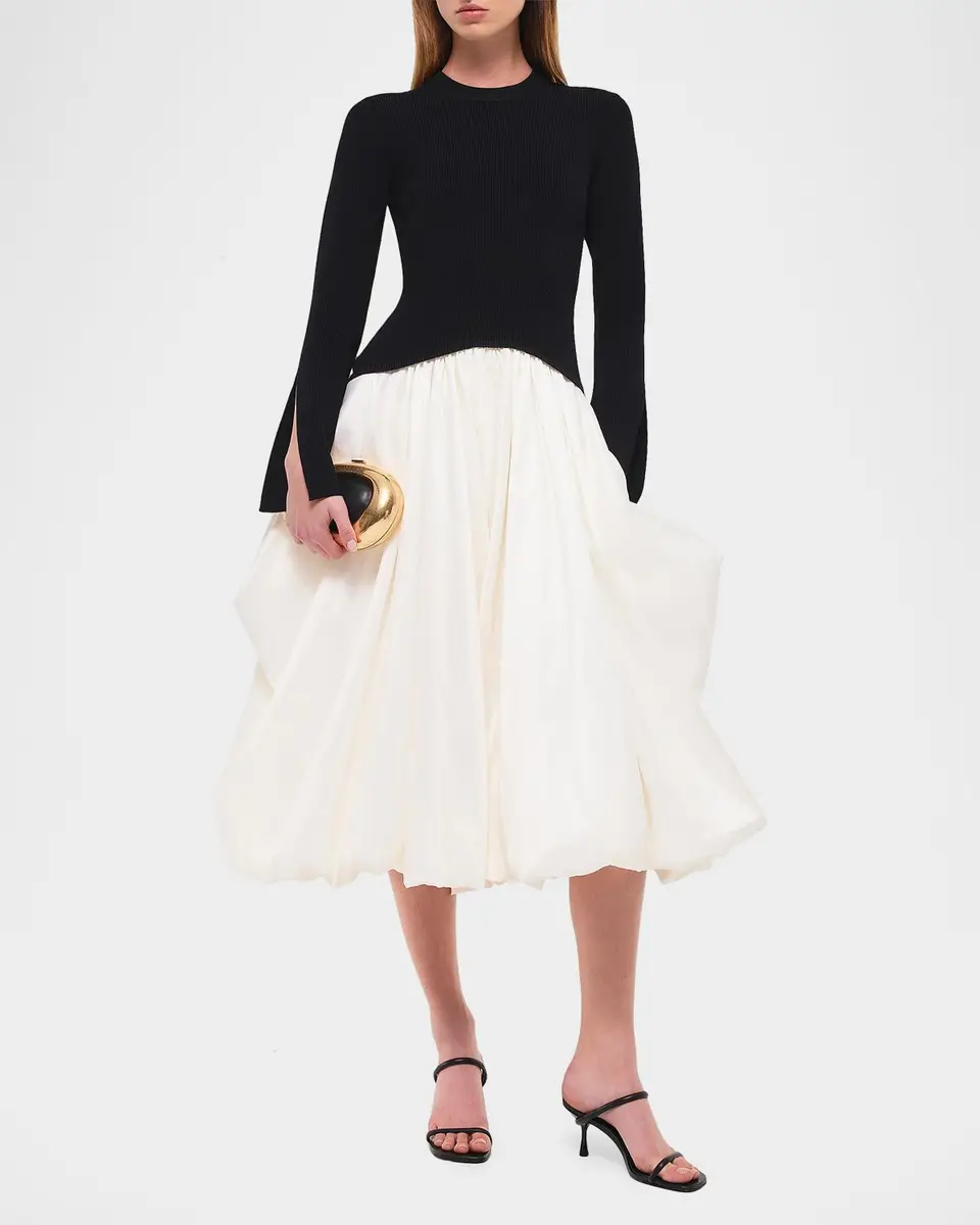 Simkhai Kenlie Long-Sleeve Bubble Midi Dress | Thumbnail 2 Simkhai Kenlie Long-Sleeve Bubble Midi Dress | Thumbnail 2