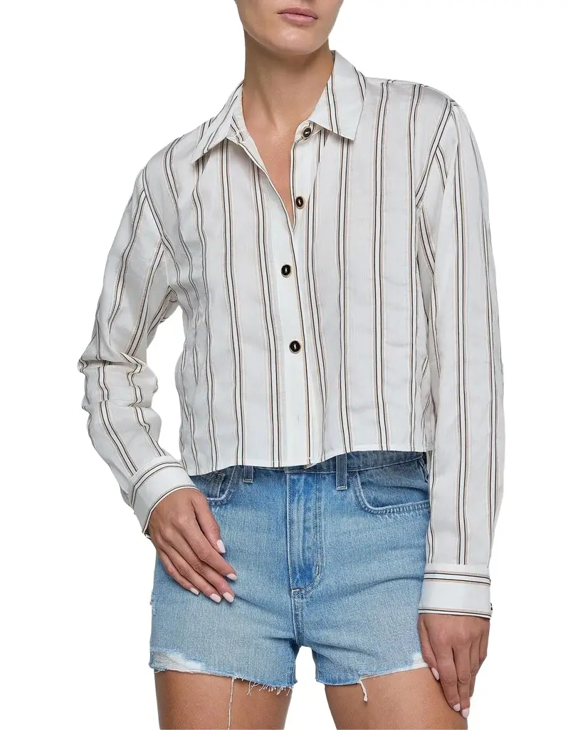 L'AGENCE Cosette Shadow Striped Crop Shirt | Image 1 L'AGENCE Cosette Shadow Striped Crop Shirt | Image 1