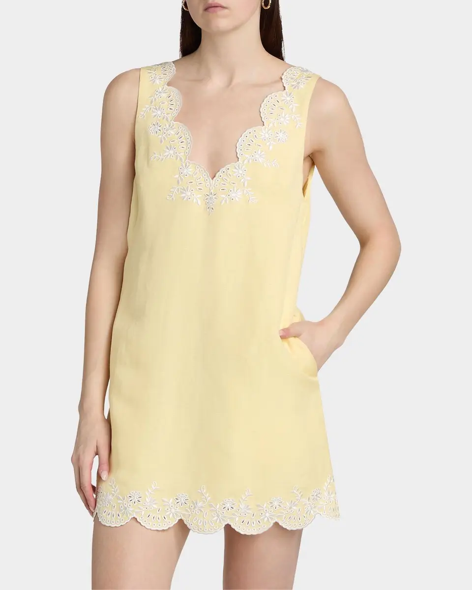 Simkhai Edena Embroidered Linen Mini Dress | Thumbnail 4 Simkhai Edena Embroidered Linen Mini Dress | Thumbnail 4
