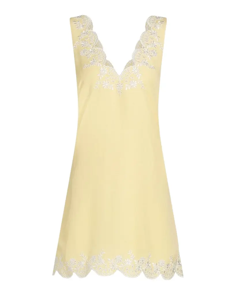 SIMKHAI Edena Embroidered Linen Mini Dress | Image 1 SIMKHAI Edena Embroidered Linen Mini Dress | Image 1