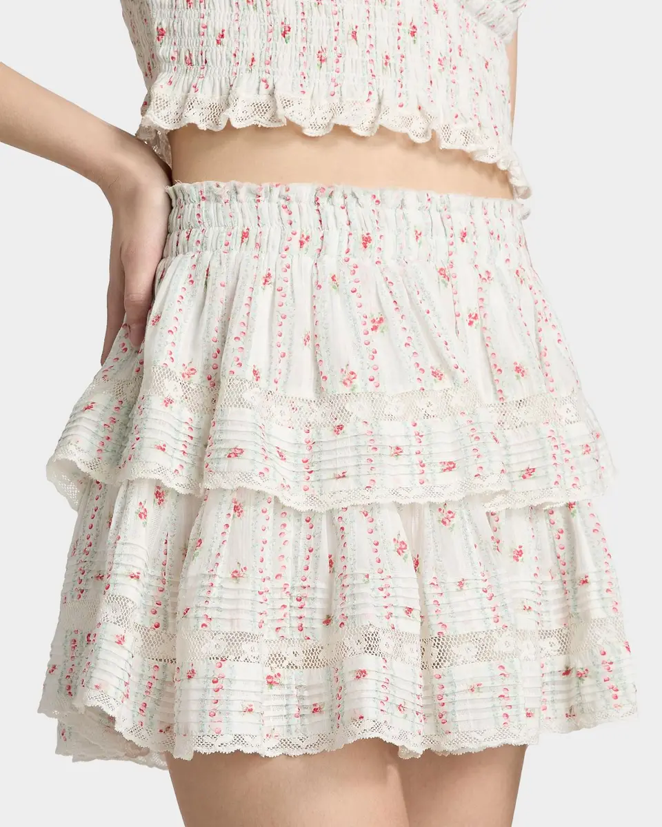 LoveShackFancy Ruffled Floral Cotton A-Line Miniskirt | Thumbnail 5