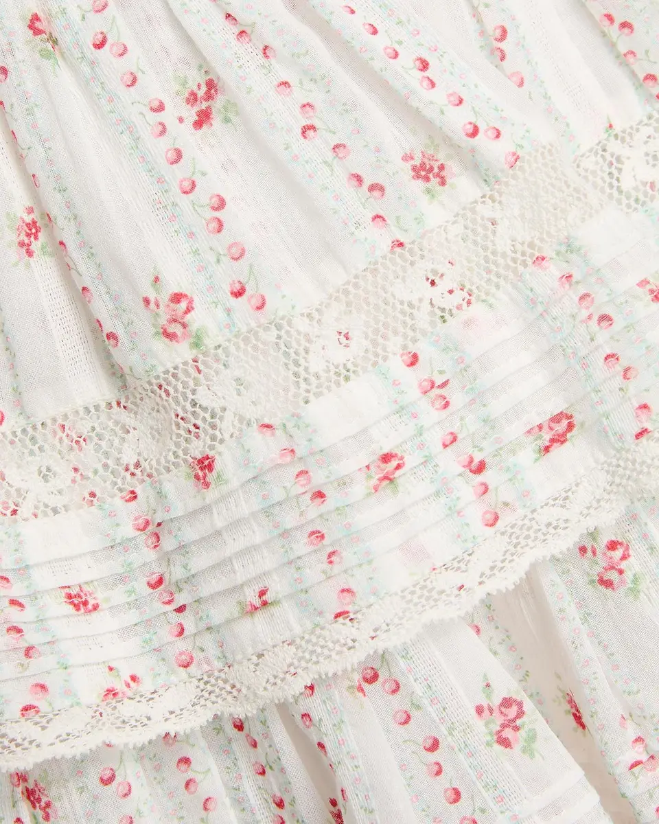 LoveShackFancy Ruffled Floral Cotton A-Line Miniskirt | Thumbnail 6