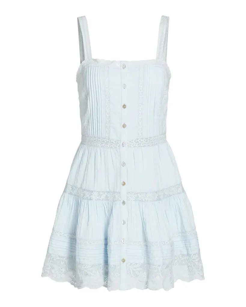 LoveShackFancy Charlize Lace Cotton Tiered Minidress | Image 1 LoveShackFancy Charlize Lace Cotton Tiered Minidress | Image 1