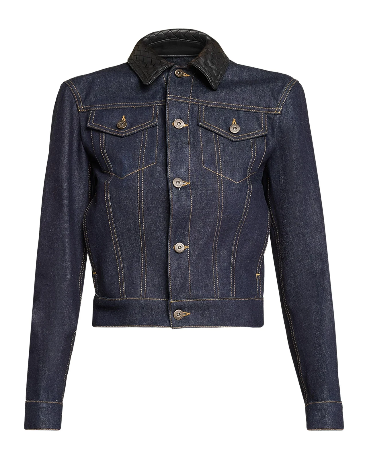 Intrecciato Collar Cotton Denim Jacket Intrecciato Collar Cotton Denim Jacket