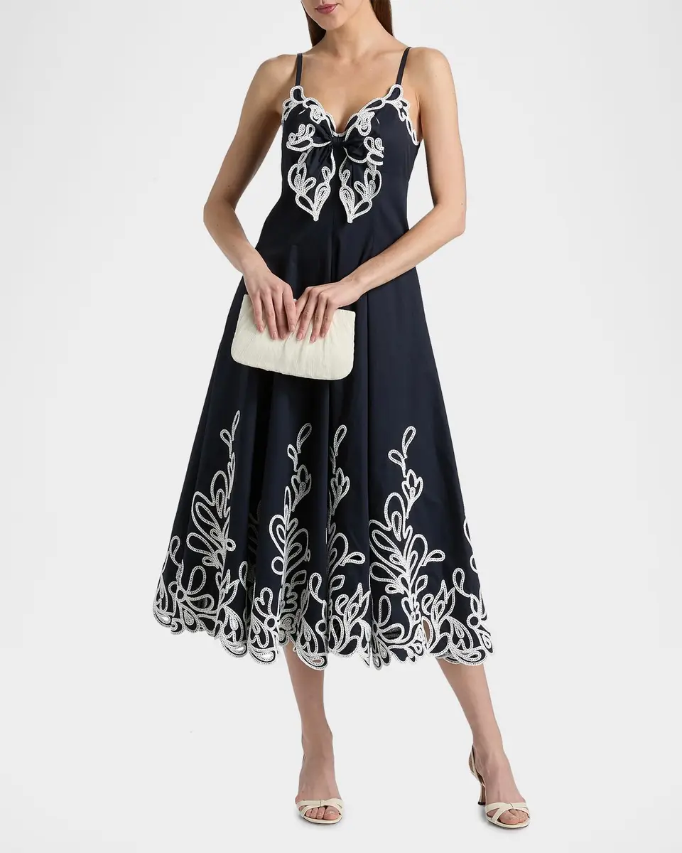 Cinq à Sept Dama Embroidered Cotton Poplin Midi Dress | Thumbnail 2
