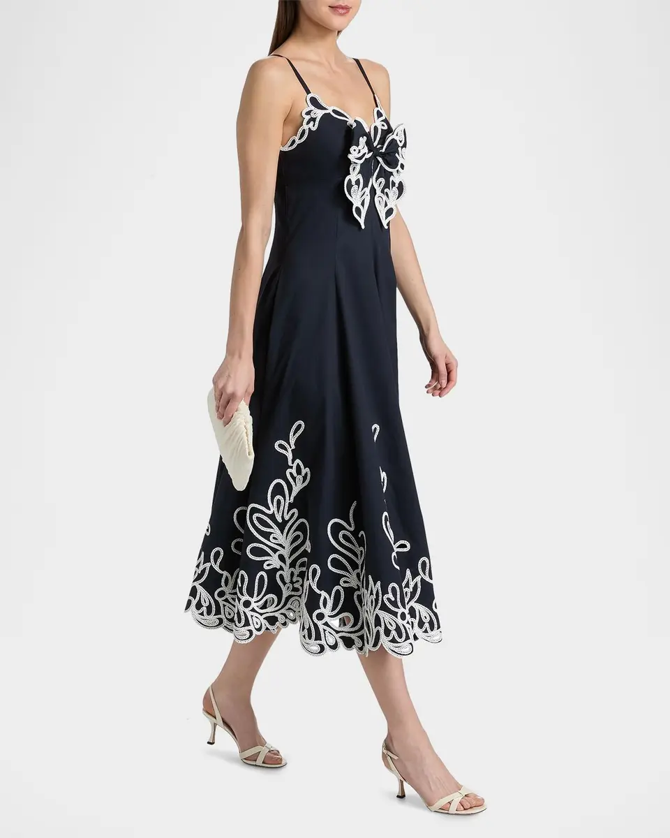 Cinq à Sept Dama Embroidered Cotton Poplin Midi Dress | Thumbnail 7
