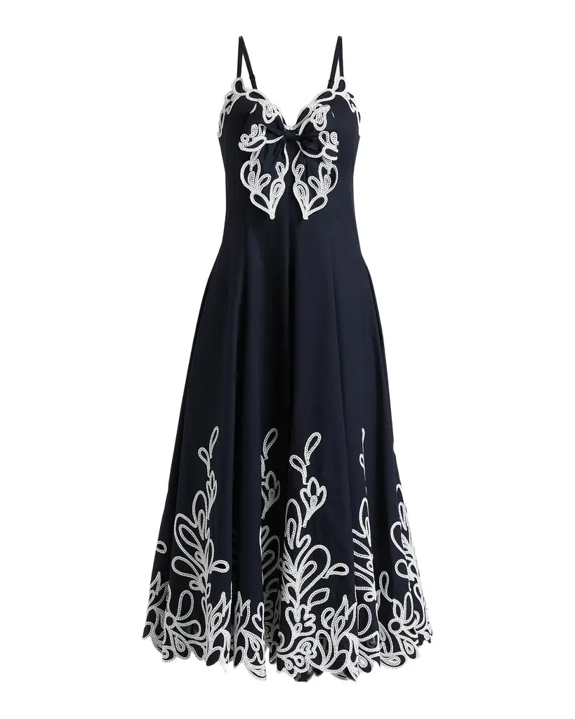 Cinq à Sept Dama Embroidered Cotton Poplin Midi Dress | Image 1 Cinq à Sept Dama Embroidered Cotton Poplin Midi Dress | Image 1
