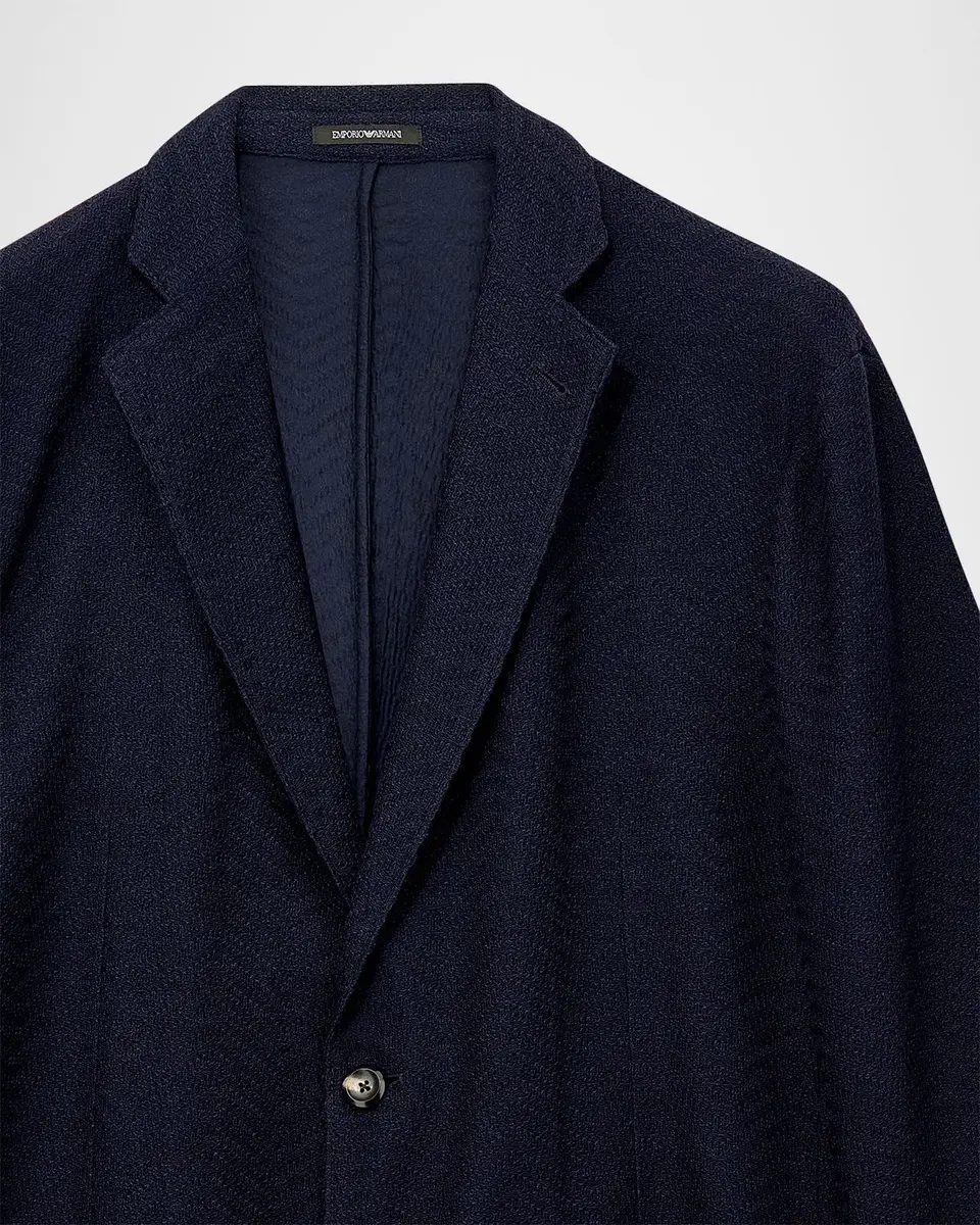Emporio Armani Men's Chevron Knit Blazer | Thumbnail 3 Emporio Armani Men's Chevron Knit Blazer | Thumbnail 3