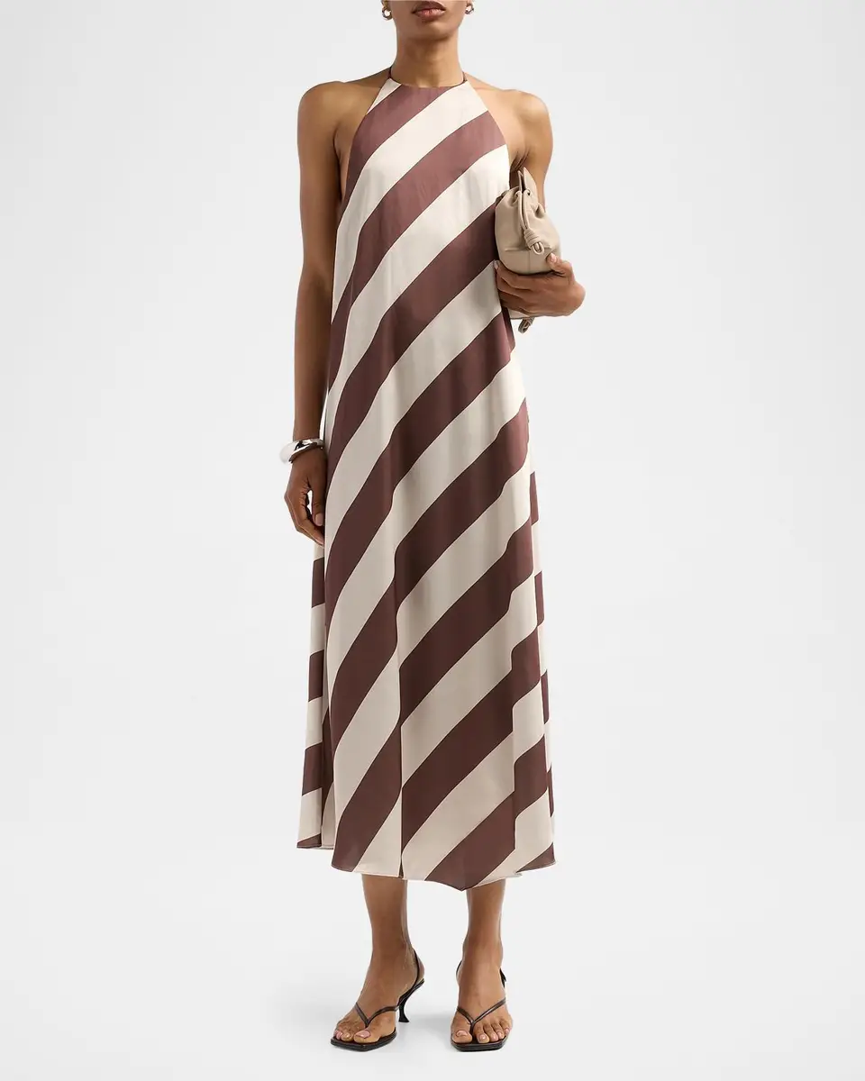 SEROYA Marci Striped Open-Back Midi Dress | Thumbnail 2 SEROYA Marci Striped Open-Back Midi Dress | Thumbnail 2