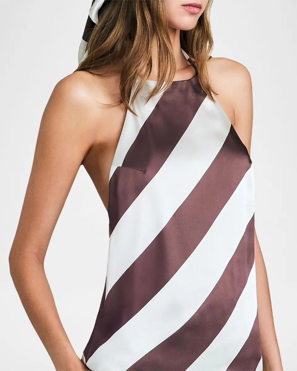 SEROYA Tilly Striped Satin Halterneck Top | Thumbnail 5