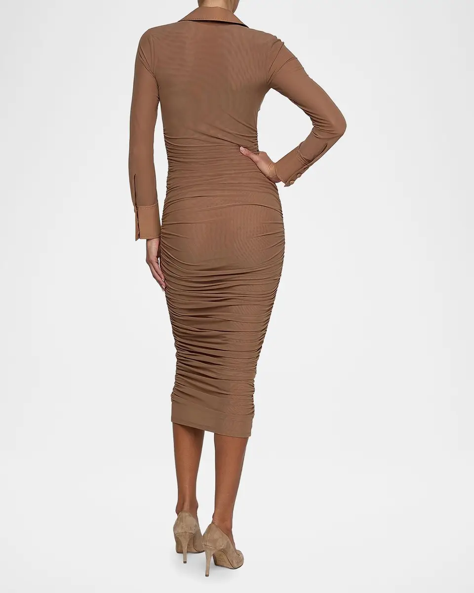 L'Agence Adriana Ruched Body-Con Midi Shirtdress | Thumbnail 3 L'Agence Adriana Ruched Body-Con Midi Shirtdress | Thumbnail 3