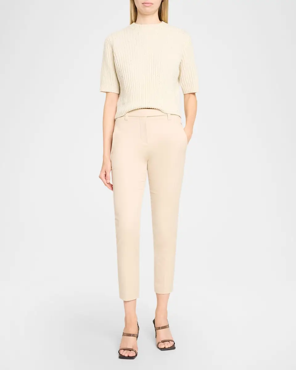 Brunello Cucinelli Paillette Cashmere-Wool Short-Sleeve Sweater | Thumbnail 2