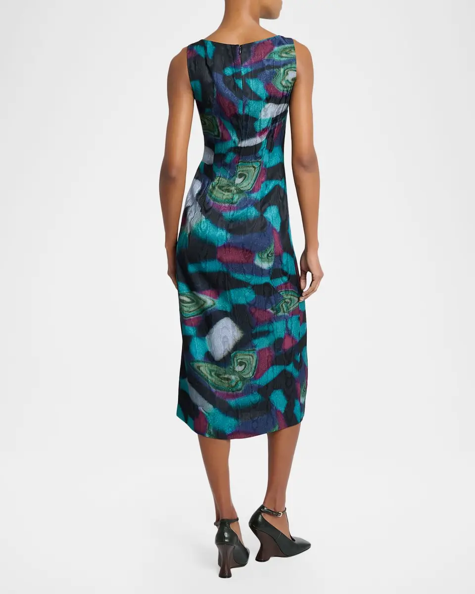 Dries Van Noten Dropps Sleeveless Ruched Ruffle Midi Dress | Thumbnail 3