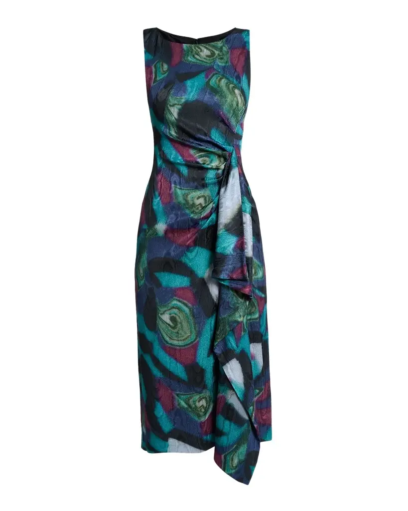 Dries Van Noten Dropps Sleeveless Ruched Ruffle Midi Dress | Image 1 Dries Van Noten Dropps Sleeveless Ruched Ruffle Midi Dress | Image 1