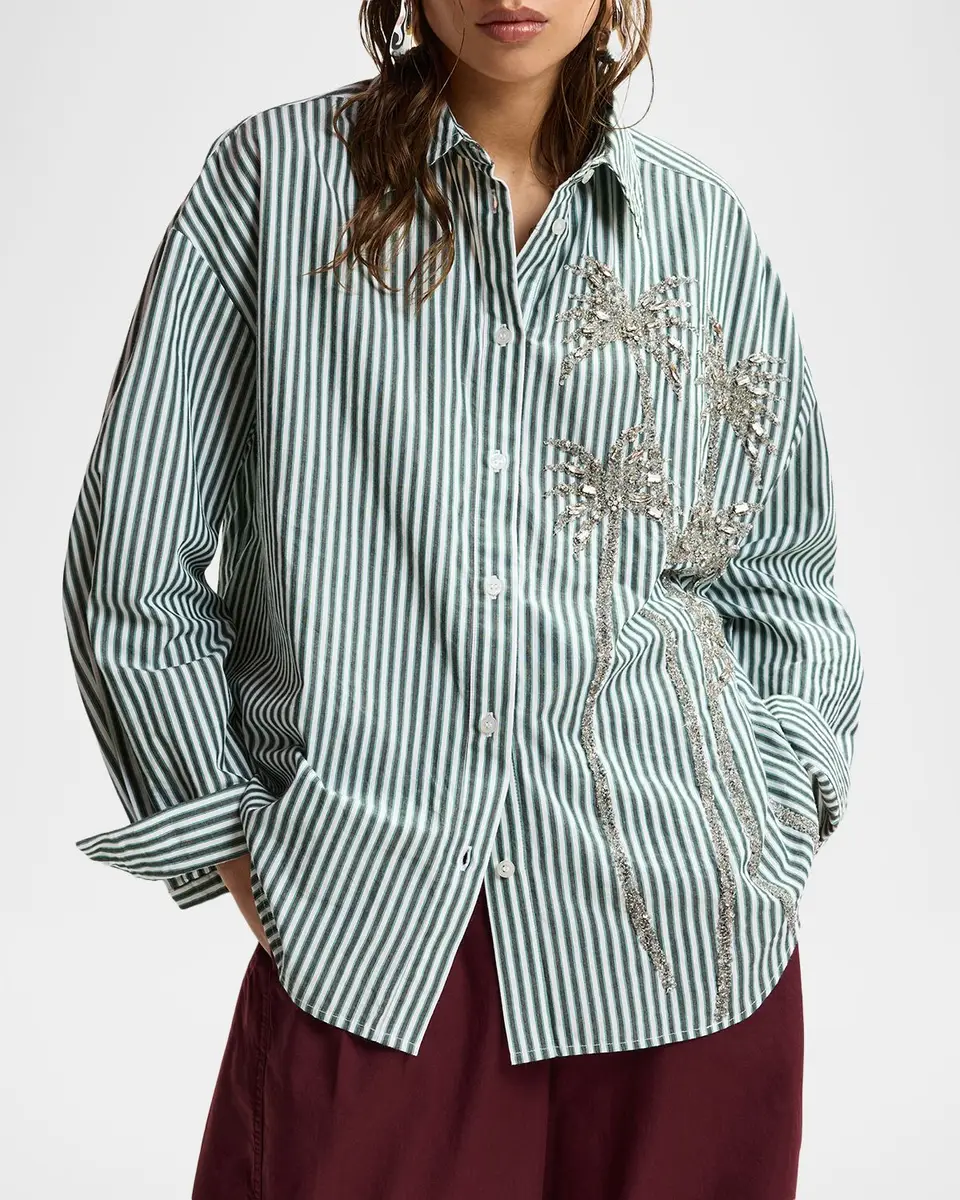 Essentiel Antwerp Kasper Sequined Striped Button-Front Shirt | Thumbnail 4 Essentiel Antwerp Kasper Sequined Striped Button-Front Shirt | Thumbnail 4