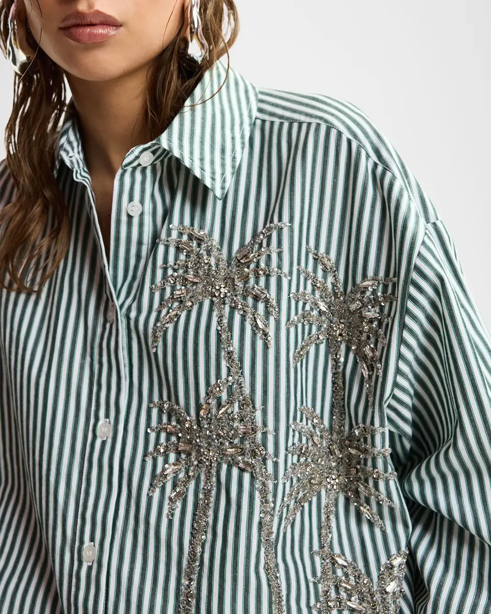 Essentiel Antwerp Kasper Sequined Striped Button-Front Shirt | Thumbnail 5 Essentiel Antwerp Kasper Sequined Striped Button-Front Shirt | Thumbnail 5