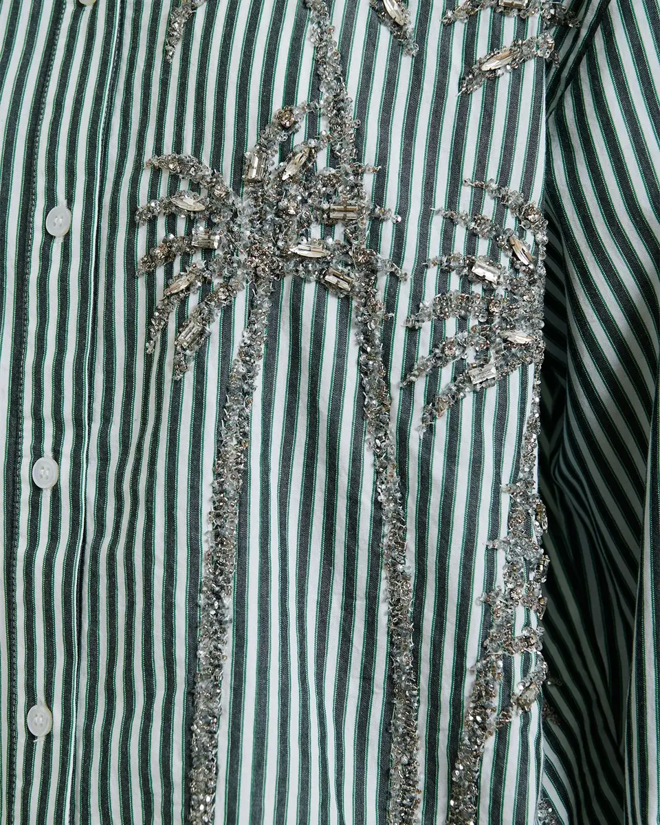 Essentiel Antwerp Kasper Sequined Striped Button-Front Shirt | Thumbnail 6 Essentiel Antwerp Kasper Sequined Striped Button-Front Shirt | Thumbnail 6