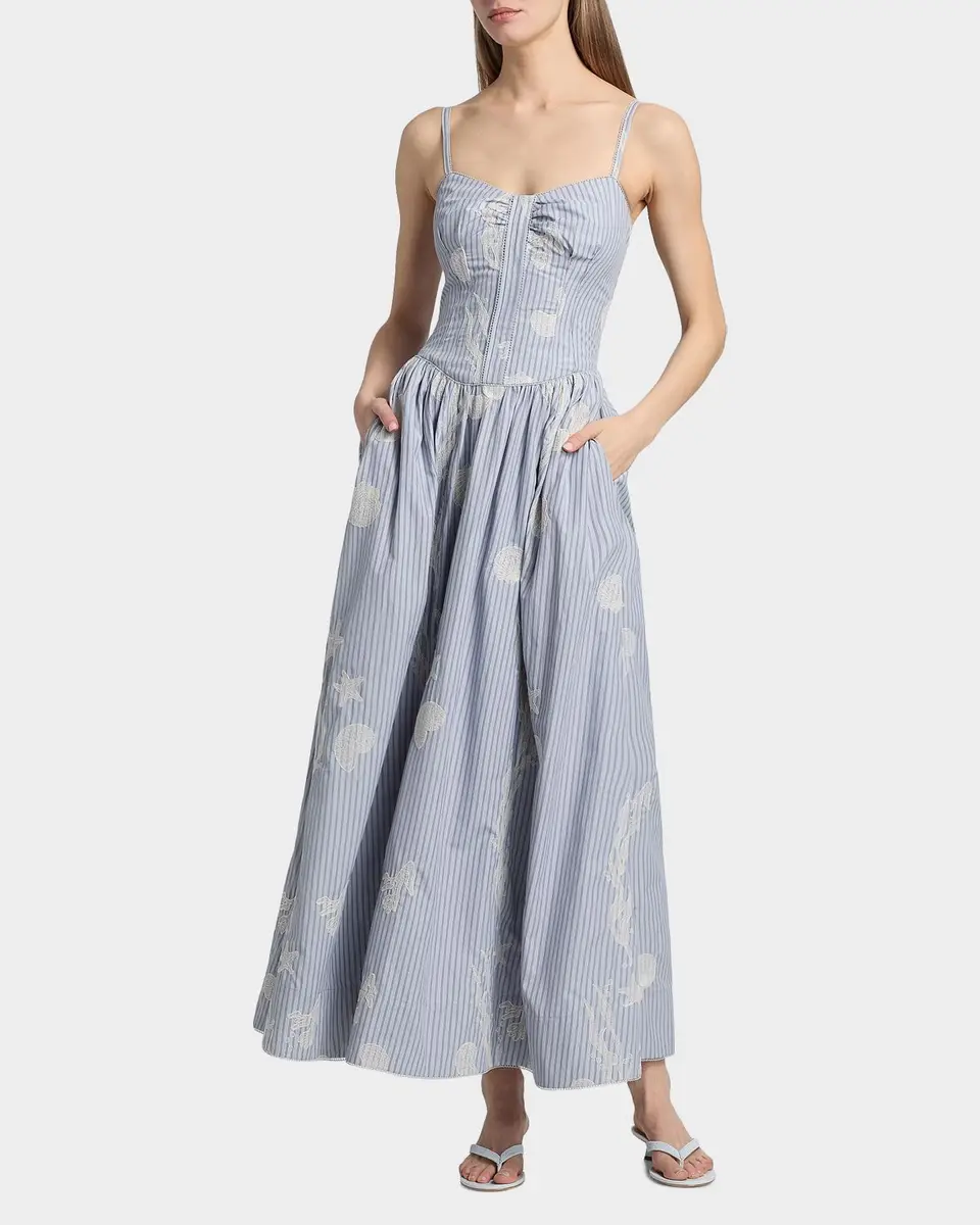 Amur Bronte Embroidered Cotton-Blend Maxi Dress | Thumbnail 2