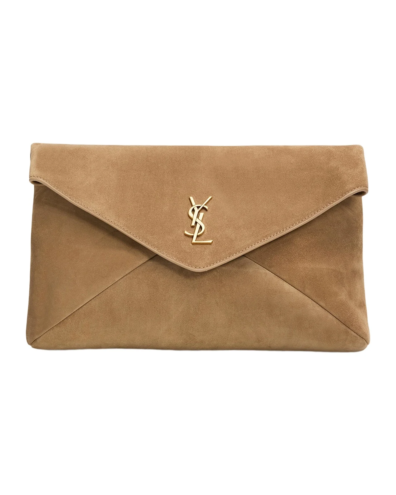Saint Laurent Large YSL Envelope Pouch Clutch Bag in Suede