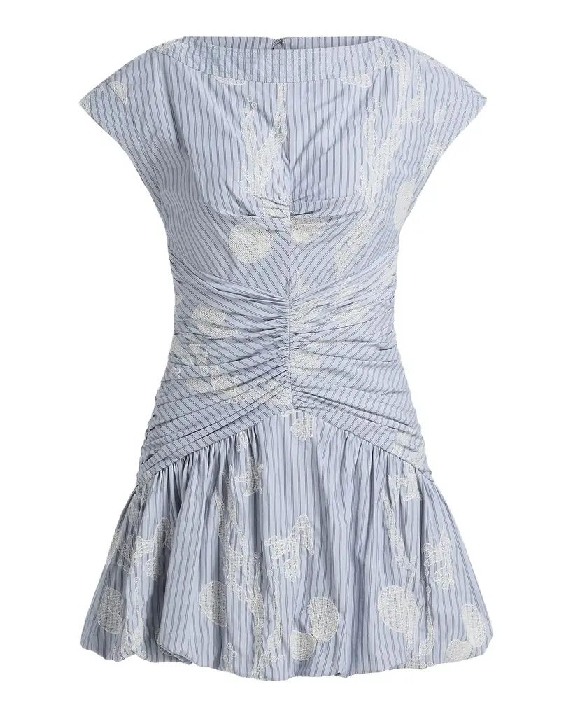 AMUR Rowyn Striped Ruched Bubble Mini Dress | Image 1 AMUR Rowyn Striped Ruched Bubble Mini Dress | Image 1