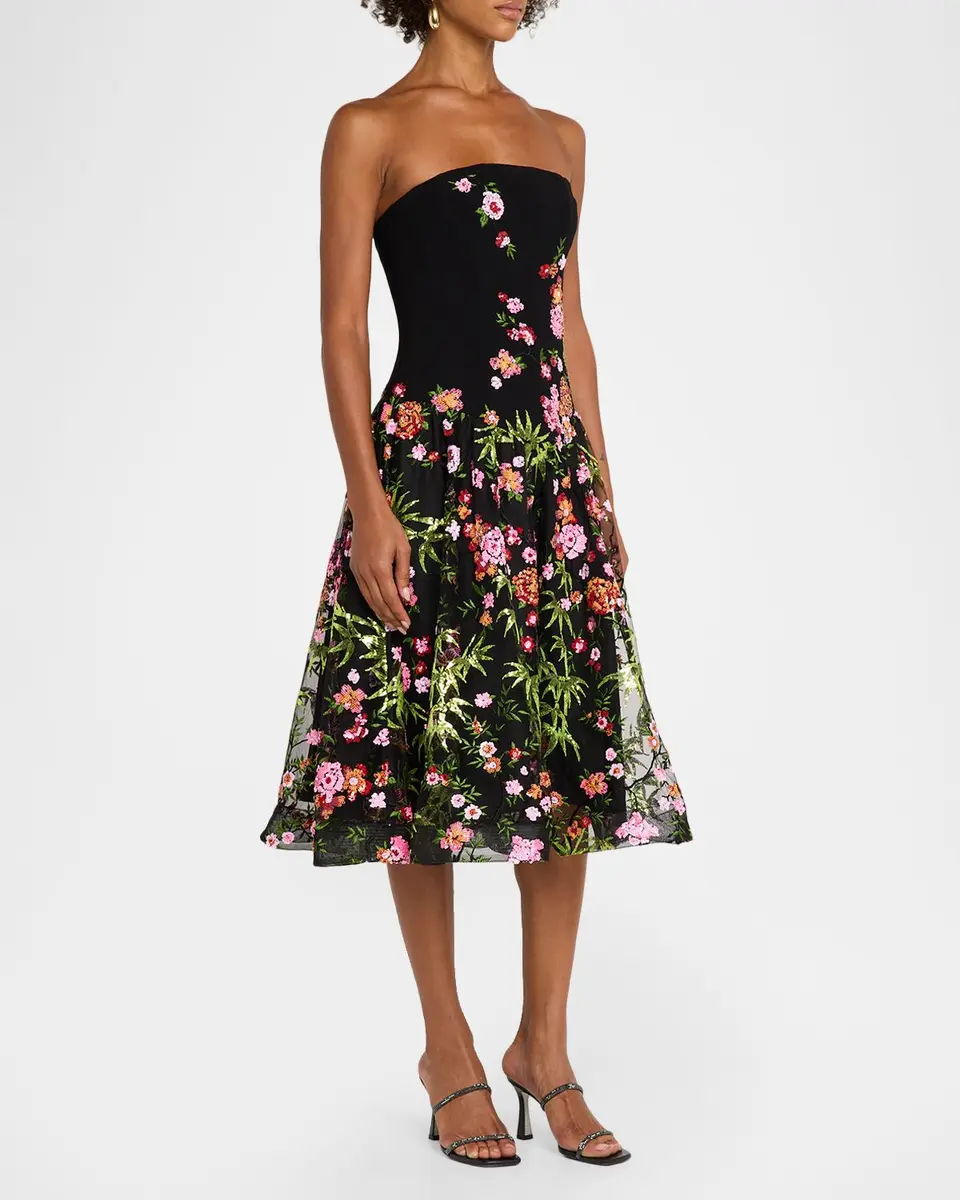 HELSI Blair Strapless Floral Applique Midi Dress | Thumbnail 4 HELSI Blair Strapless Floral Applique Midi Dress | Thumbnail 4