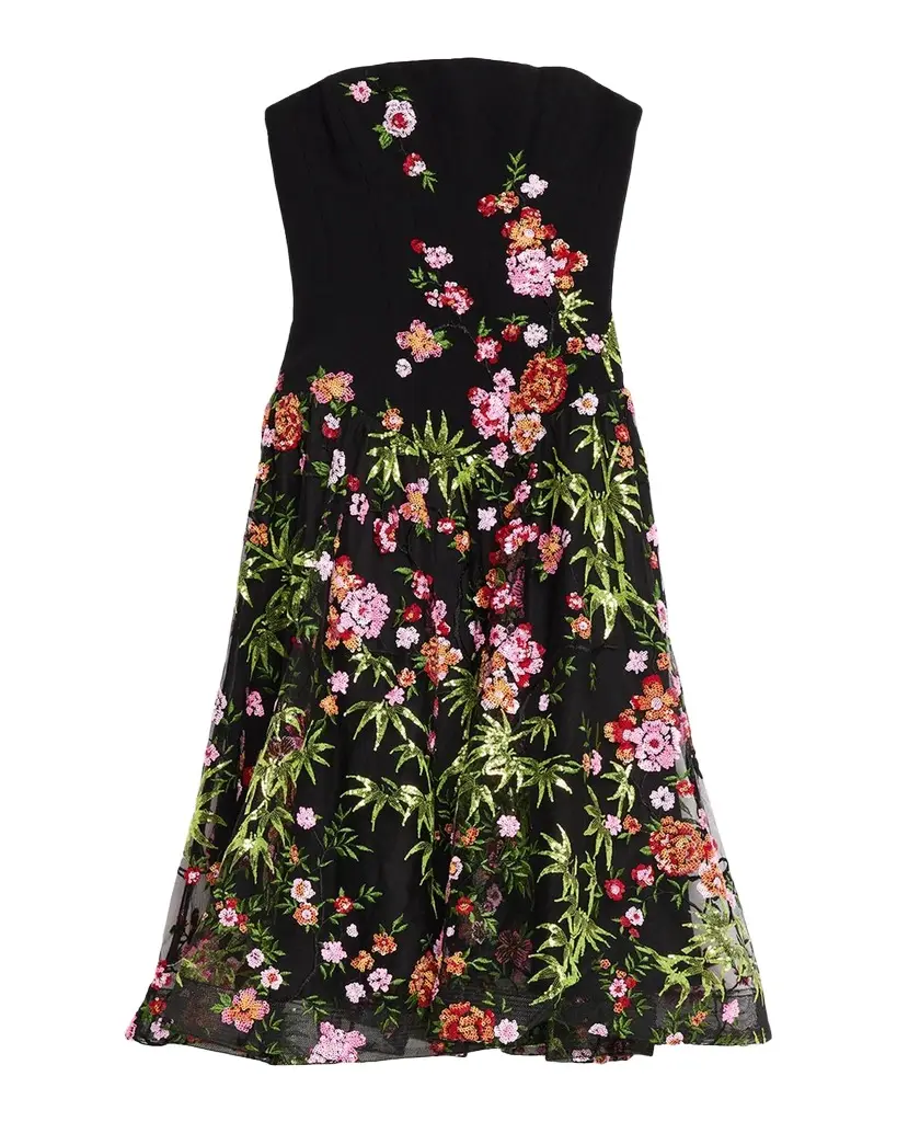 HELSI Blair Strapless Floral Applique Midi Dress | Image 1 HELSI Blair Strapless Floral Applique Midi Dress | Image 1