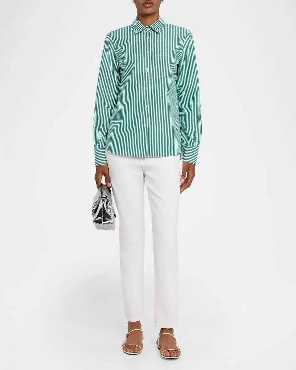 Lafayette 148 New York Striped Button-Front Cotton Shirt | Thumbnail 2 Lafayette 148 New York Striped Button-Front Cotton Shirt | Thumbnail 2