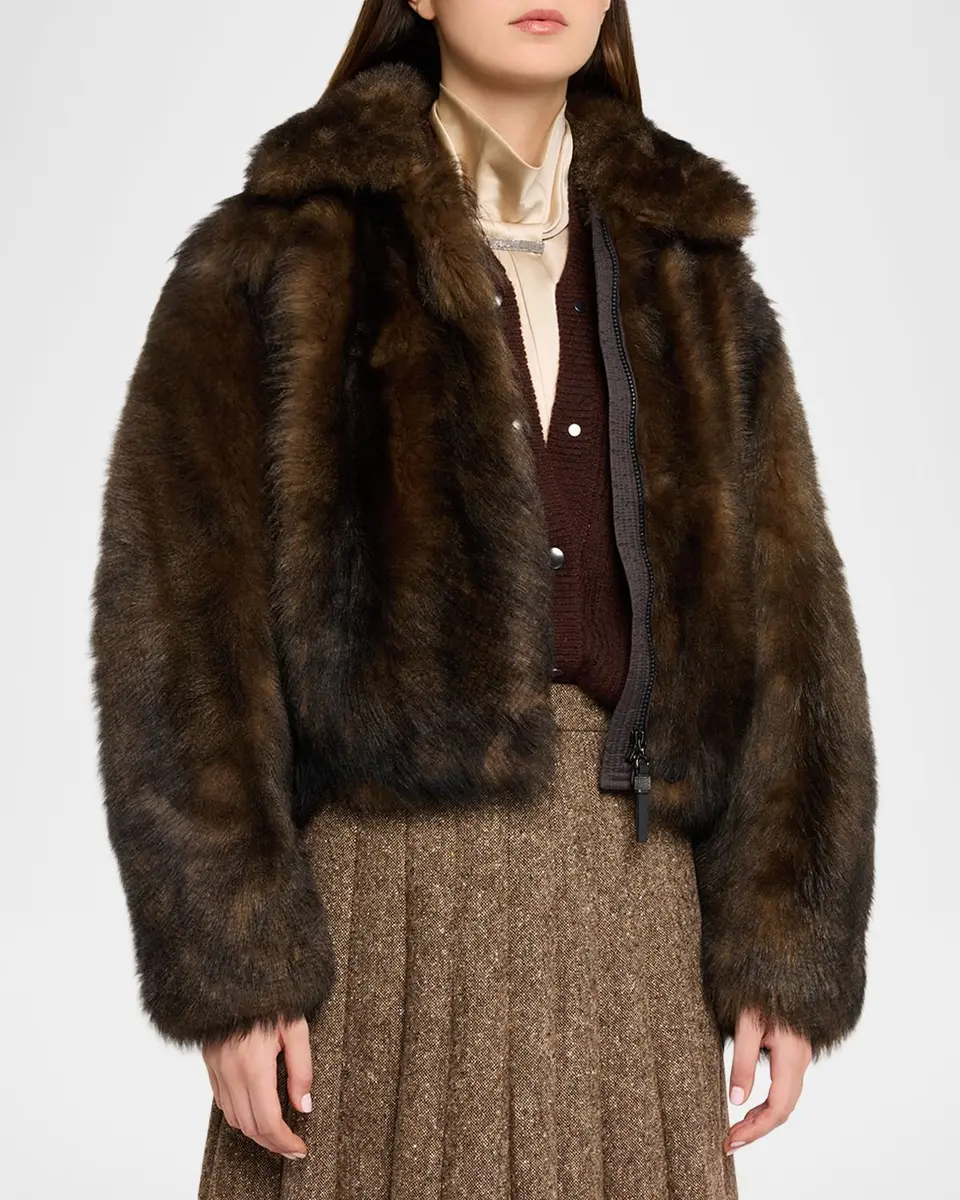 Brunello Cucinelli Lamb Shearling Zip Jacket With Monili Trim | Thumbnail 4 Brunello Cucinelli Lamb Shearling Zip Jacket With Monili Trim | Thumbnail 4