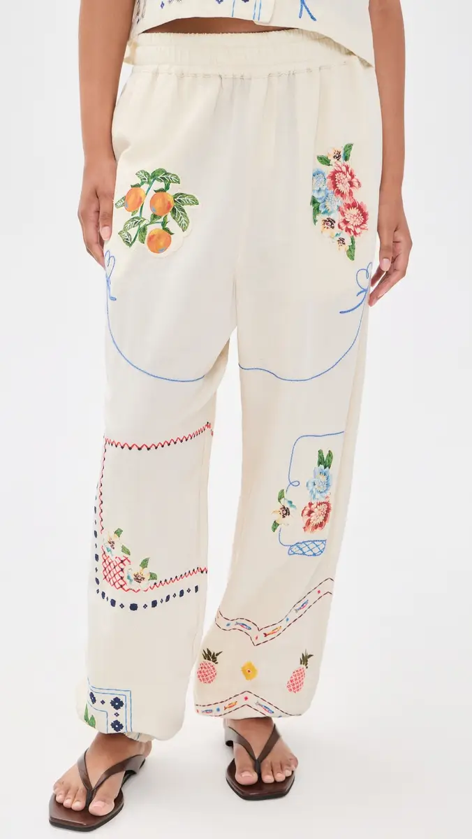 Agua Bendita Toscana Basket Embroidered Pants | Thumbnail 2