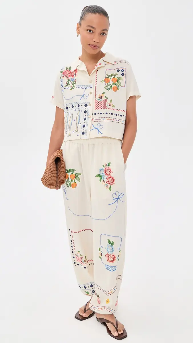 Agua Bendita Toscana Basket Embroidered Pants | Thumbnail 5