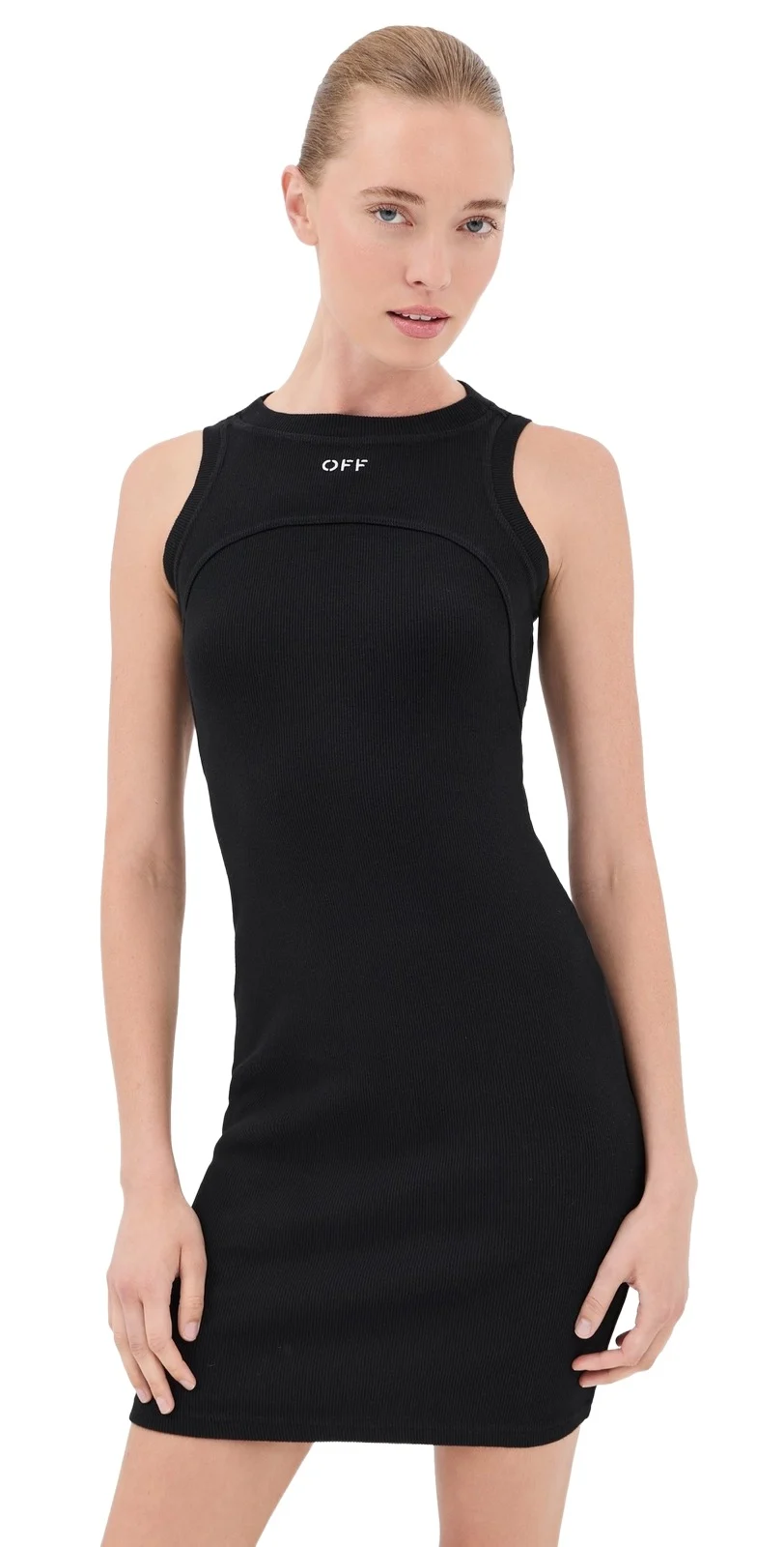 Off Stamp Rib Round Mini Dress Off Stamp Rib Round Mini Dress