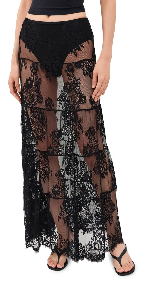 Runaway The Label Enola Tiered Lace Maxi Skirt | Image 1 Runaway The Label Enola Tiered Lace Maxi Skirt | Image 1