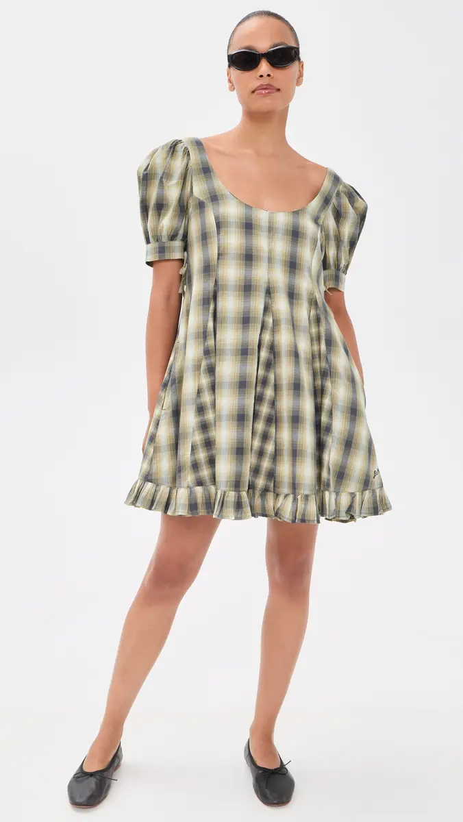 Damson Madder Sabina Check Mini Godet Dress | Thumbnail 2 Damson Madder Sabina Check Mini Godet Dress | Thumbnail 2
