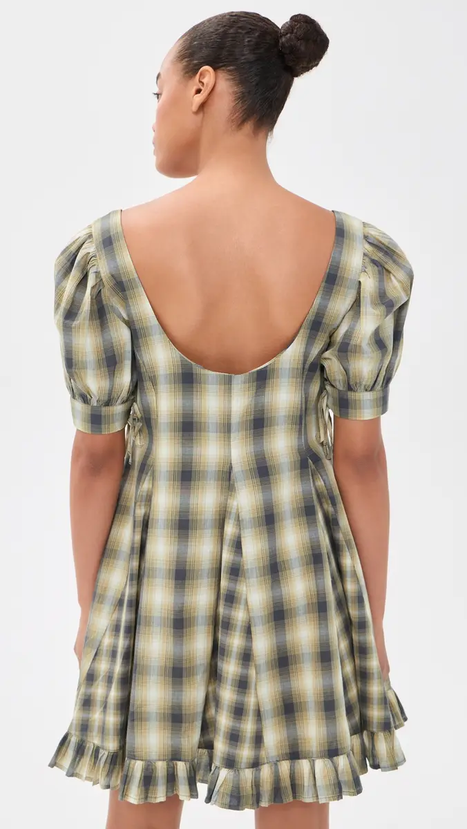 Damson Madder Sabina Check Mini Godet Dress | Thumbnail 4 Damson Madder Sabina Check Mini Godet Dress | Thumbnail 4