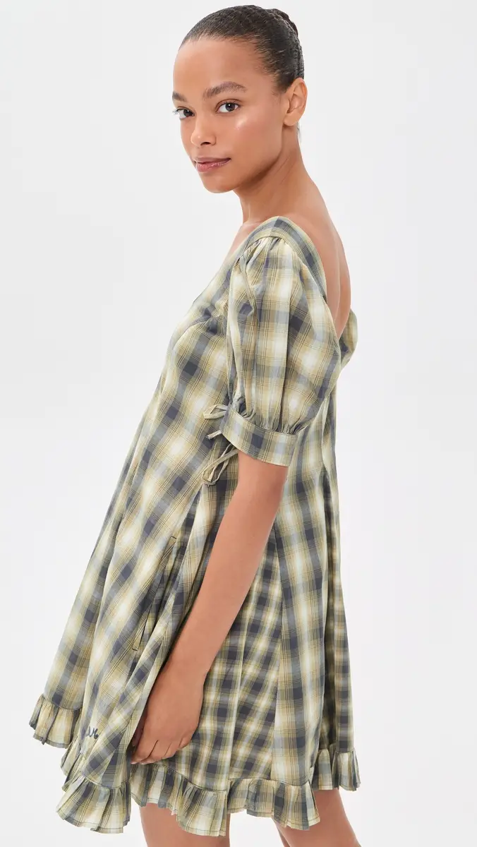 Damson Madder Sabina Check Mini Godet Dress | Thumbnail 5 Damson Madder Sabina Check Mini Godet Dress | Thumbnail 5