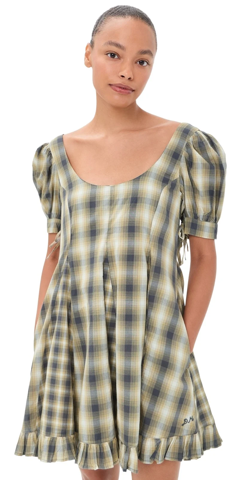 Sabina Check Mini Godet Dress