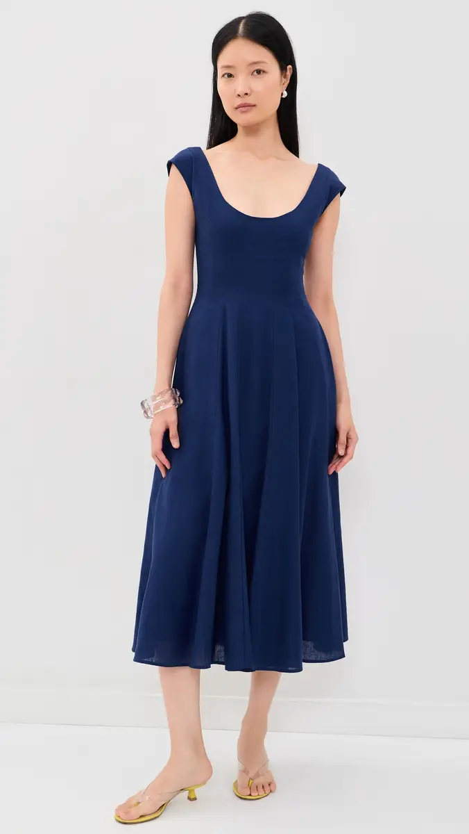 Guizio Leila Linen Dress Navy | Thumbnail 2