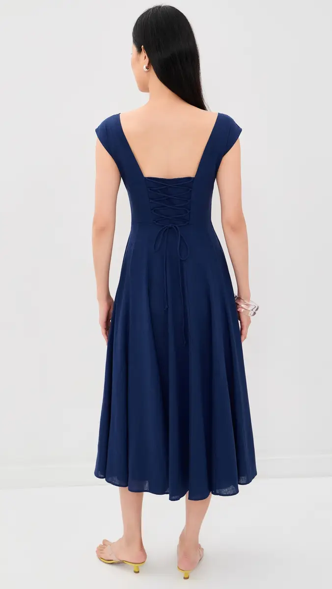 Guizio Leila Linen Dress Navy | Thumbnail 3