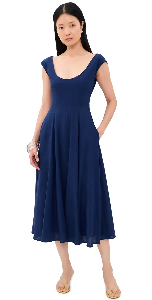 Guizio Leila Linen Dress Navy | Image 1 Guizio Leila Linen Dress Navy | Image 1