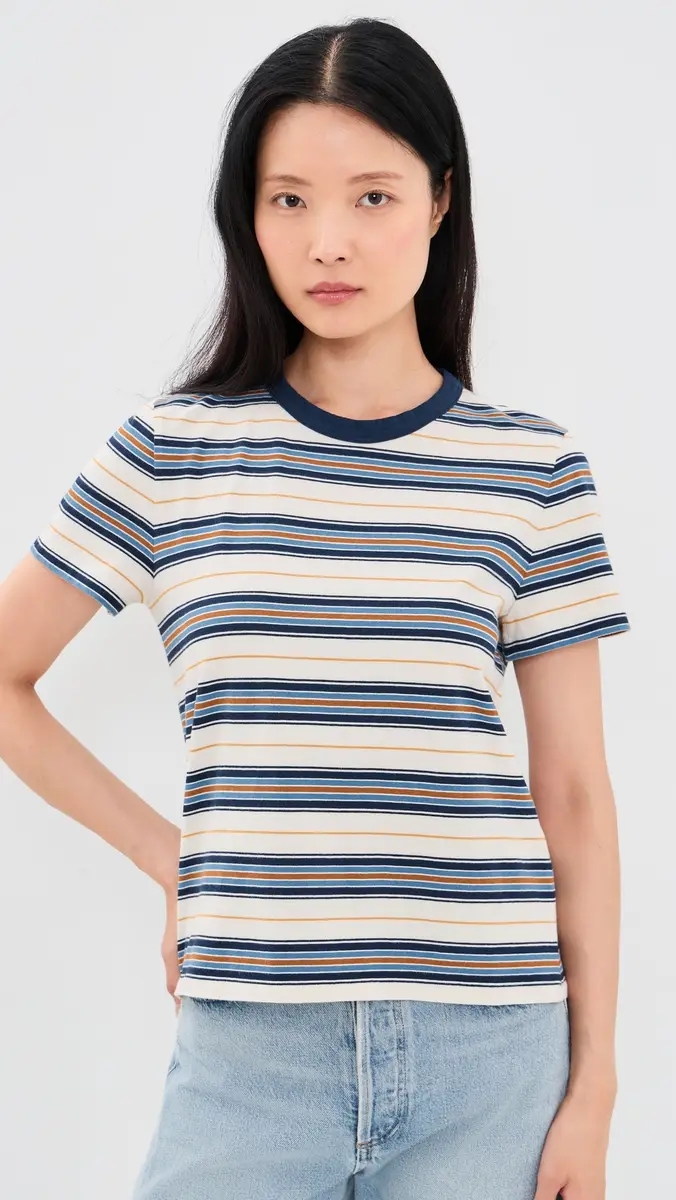 Madewell The Perfect Crewneck Tee in Allday Jersey Blue Stripe | Thumbnail 2 Madewell The Perfect Crewneck Tee in Allday Jersey Blue Stripe | Thumbnail 2