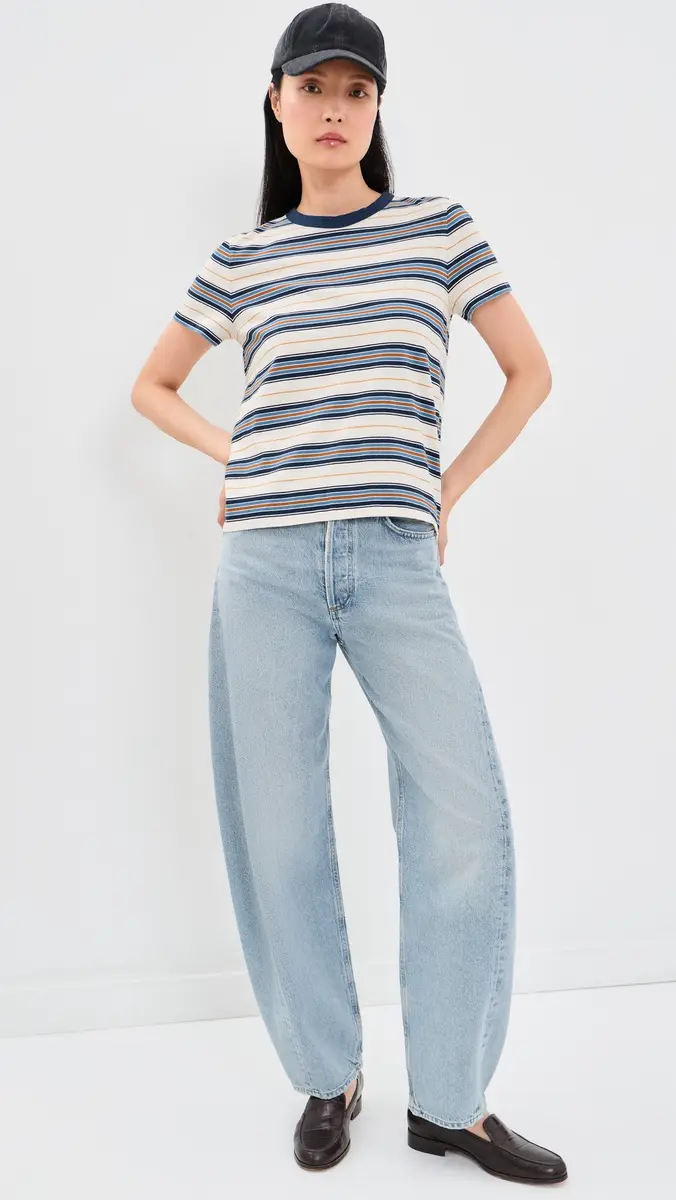 Madewell The Perfect Crewneck Tee in Allday Jersey Blue Stripe | Thumbnail 5 Madewell The Perfect Crewneck Tee in Allday Jersey Blue Stripe | Thumbnail 5